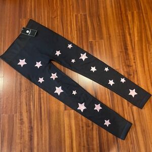 ELECTRIC YOGA Black Leggings Star Foil Print Pants Seamless Stretch New Sz M / L